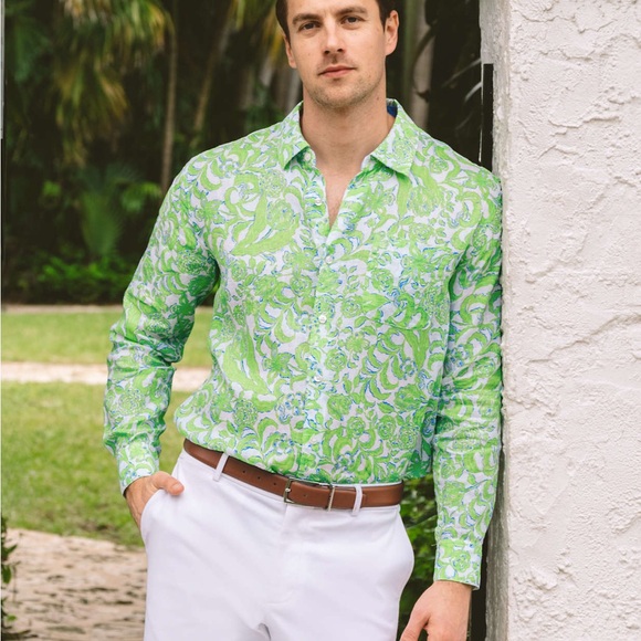 Lilly Pulitzer | Shirts | New Lilly Pulitzer Mens Stuff Addison Green ...